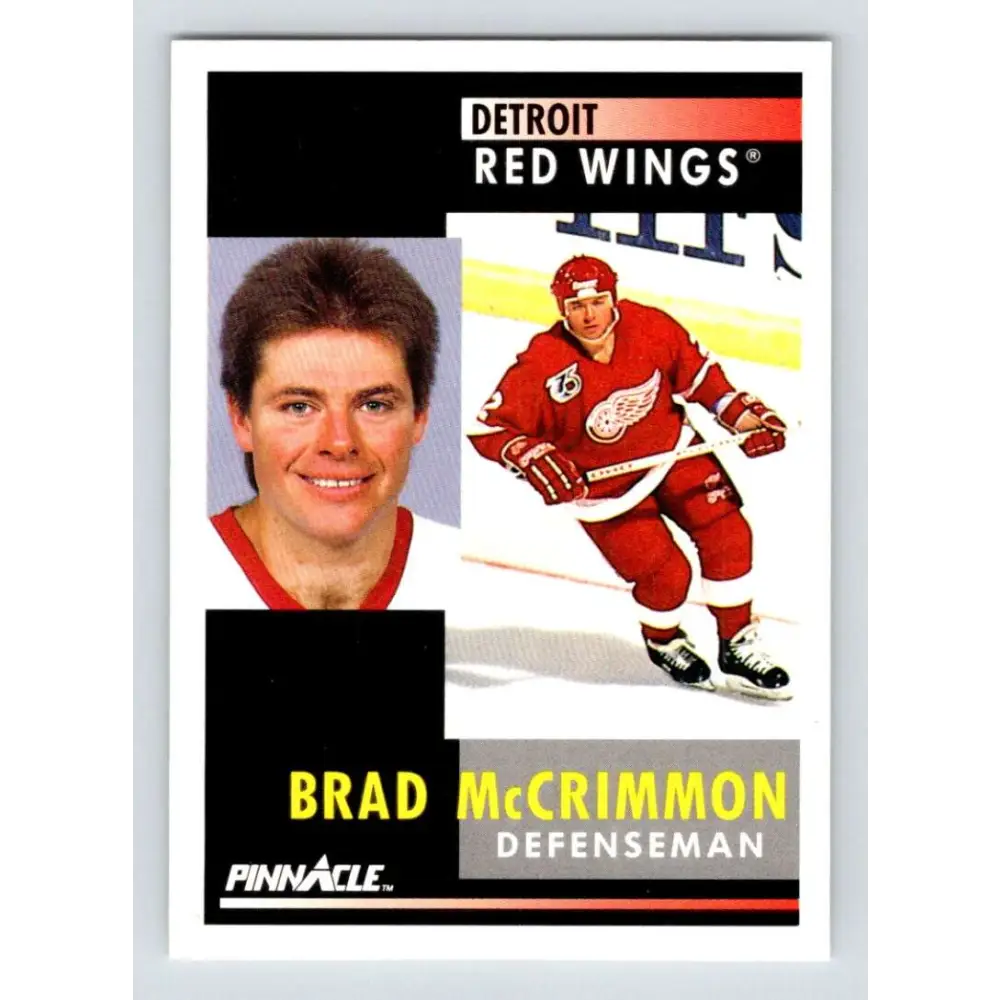 1991-92 Pinnacle #214 Brad McCrimmon NM-MT Detroit Red Wings Hockey Card Image 1