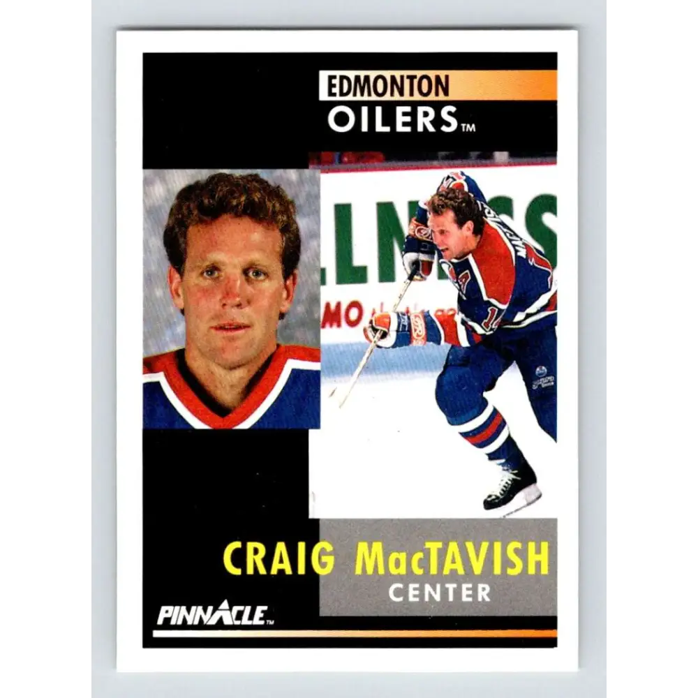 1991-92 Pinnacle #215 Craig MacTavish NM-MT Edmonton Oilers Hockey Card Image 1