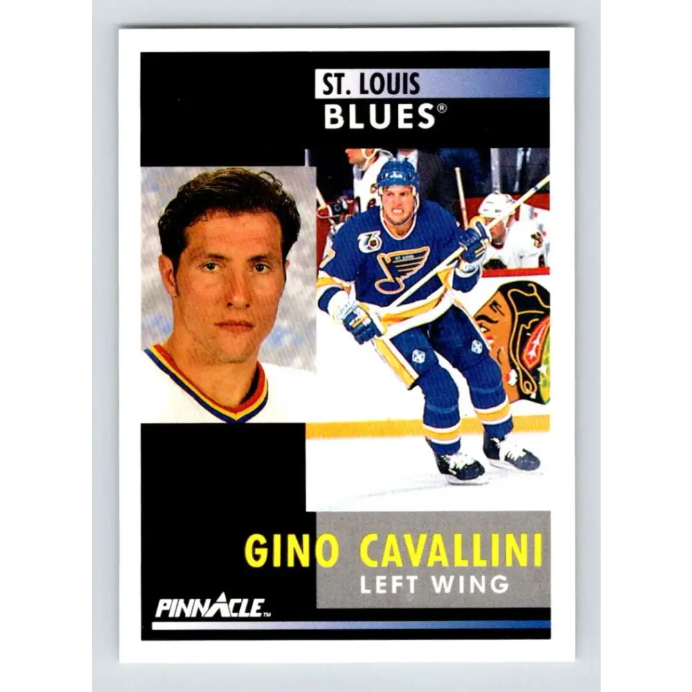 1991-92 Pinnacle #216 Gino Cavallini NM-MT St. Louis Blues Hockey Card Image 1
