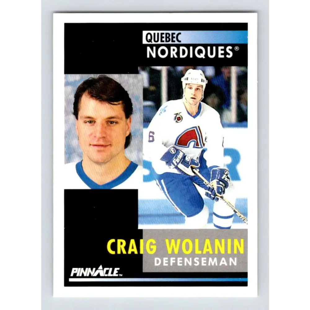 1991-92 Pinnacle #217 Craig Wolanin NM-MT Quebec Nordiques Hockey Card Image 1