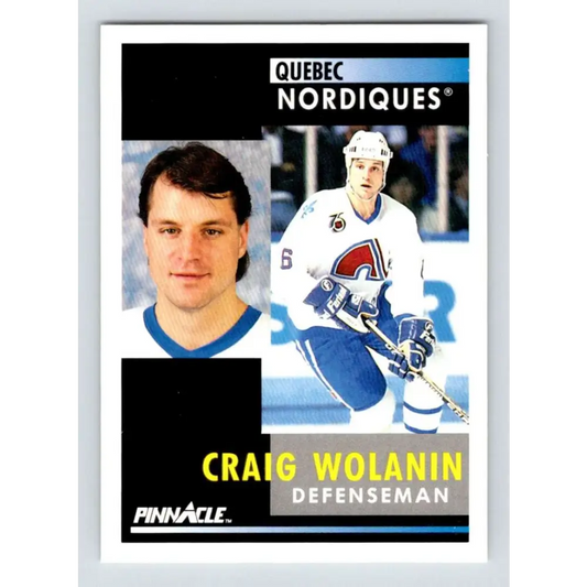 1991-92 Pinnacle #217 Craig Wolanin NM-MT Quebec Nordiques Hockey Card Image 1