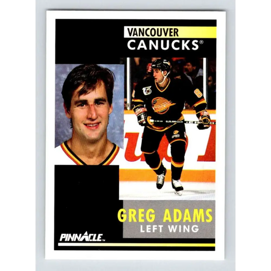 1991-92 Pinnacle #218 Greg Adams NM-MT Vancouver Canucks Hockey Card Image 1