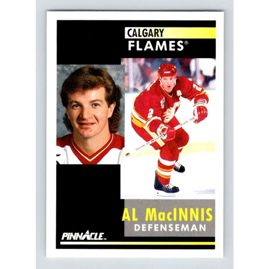 1991-92 Pinnacle #220 Al MacInnis NM-MT Calgary Flames Hockey Card Image 1