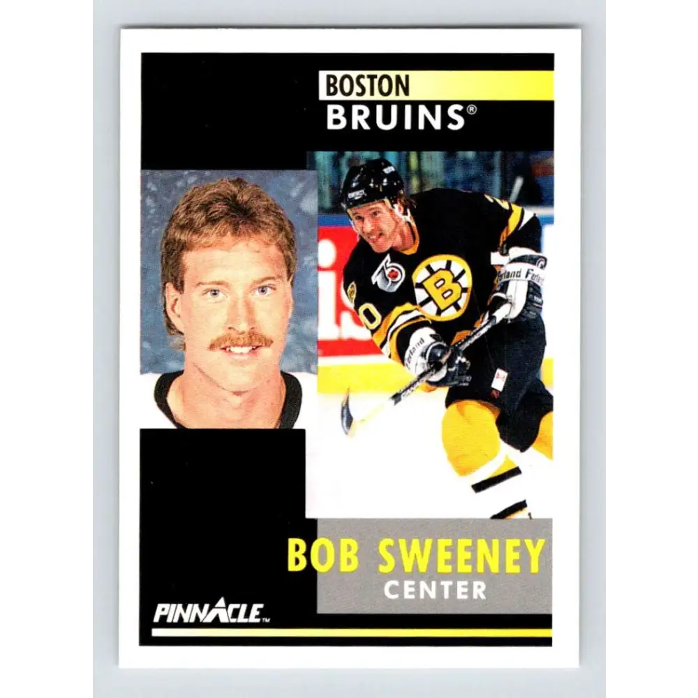 1991-92 Pinnacle #222 Bob Sweeney NM-MT Boston Bruins Hockey Card Image 1