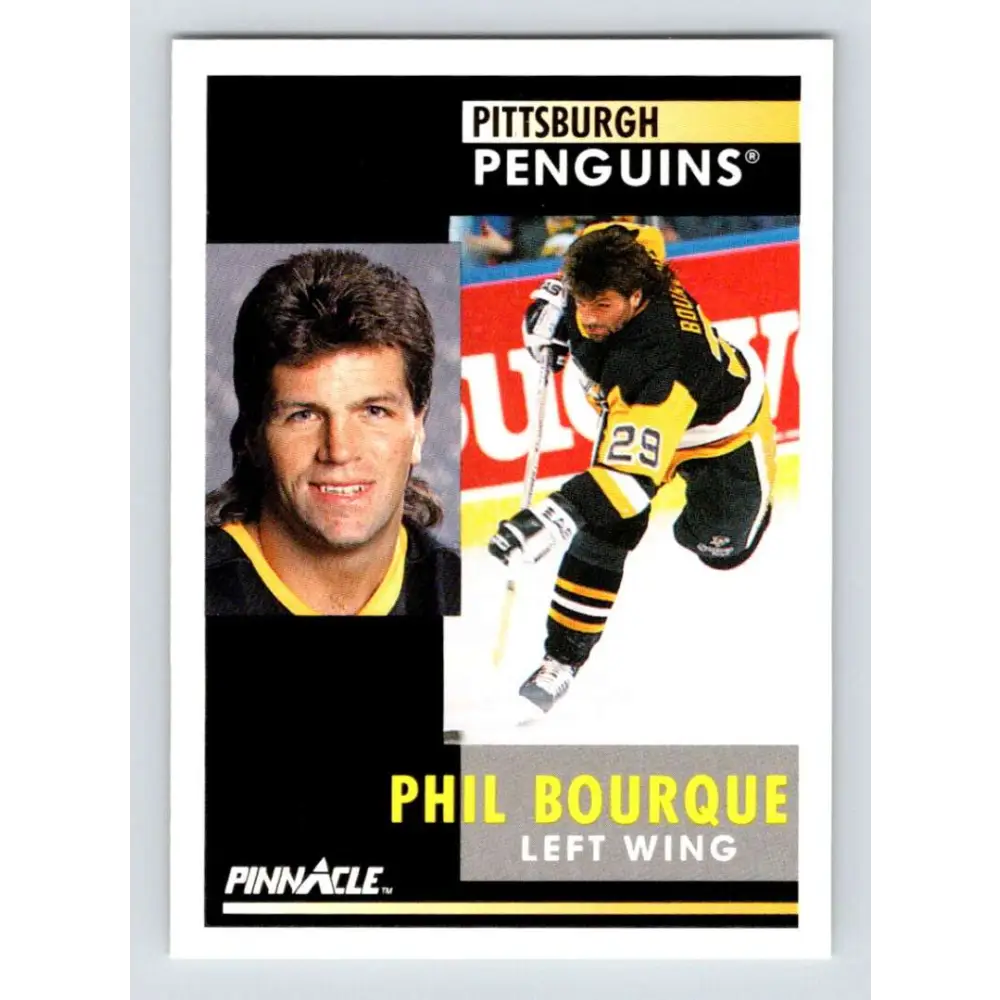 1991-92 Pinnacle #227 Phil Bourque NM-MT Pittsburgh Penguins Hockey Card Image 1