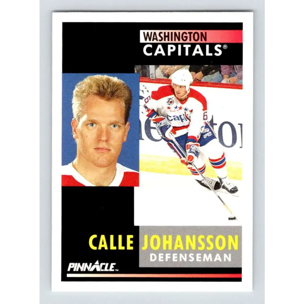 1991-92 Pinnacle #232 Calle Johansson NM-MT Washington Capitals Hockey Card Image 1
