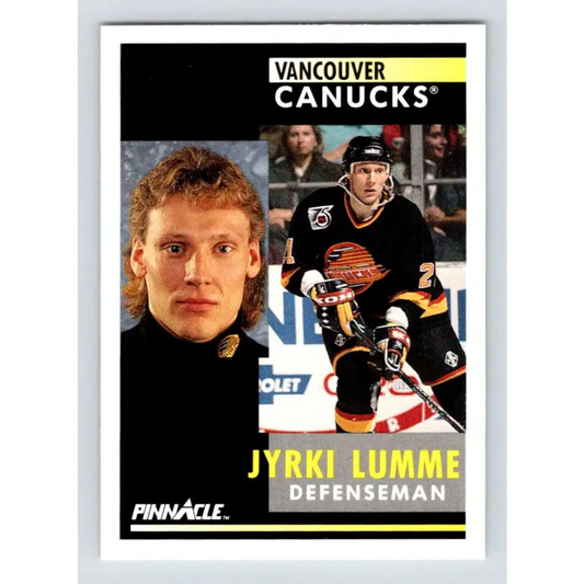 1991-92 Pinnacle #237 Jyrki Lumme NM-MT Vancouver Canucks Hockey Card Image 1