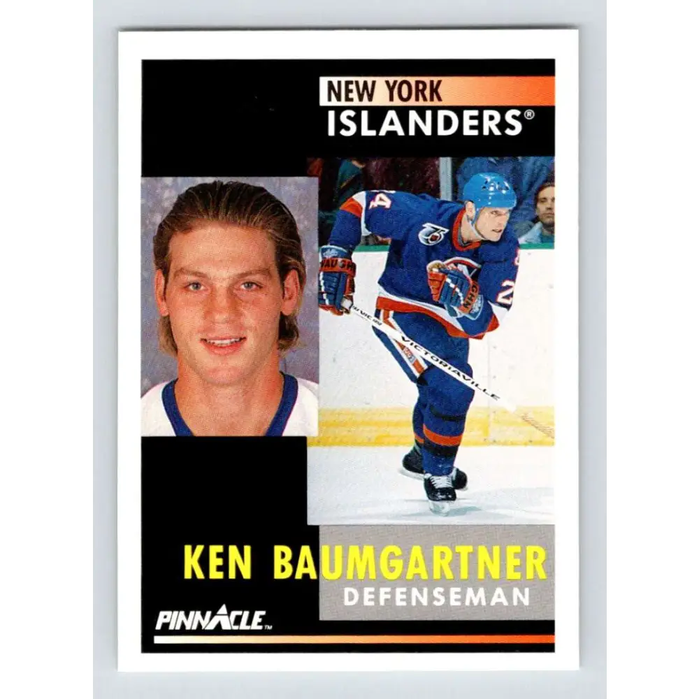 1991-92 Pinnacle #239 Ken Baumgartner NM-MT New York Islanders Hockey Card Image 1