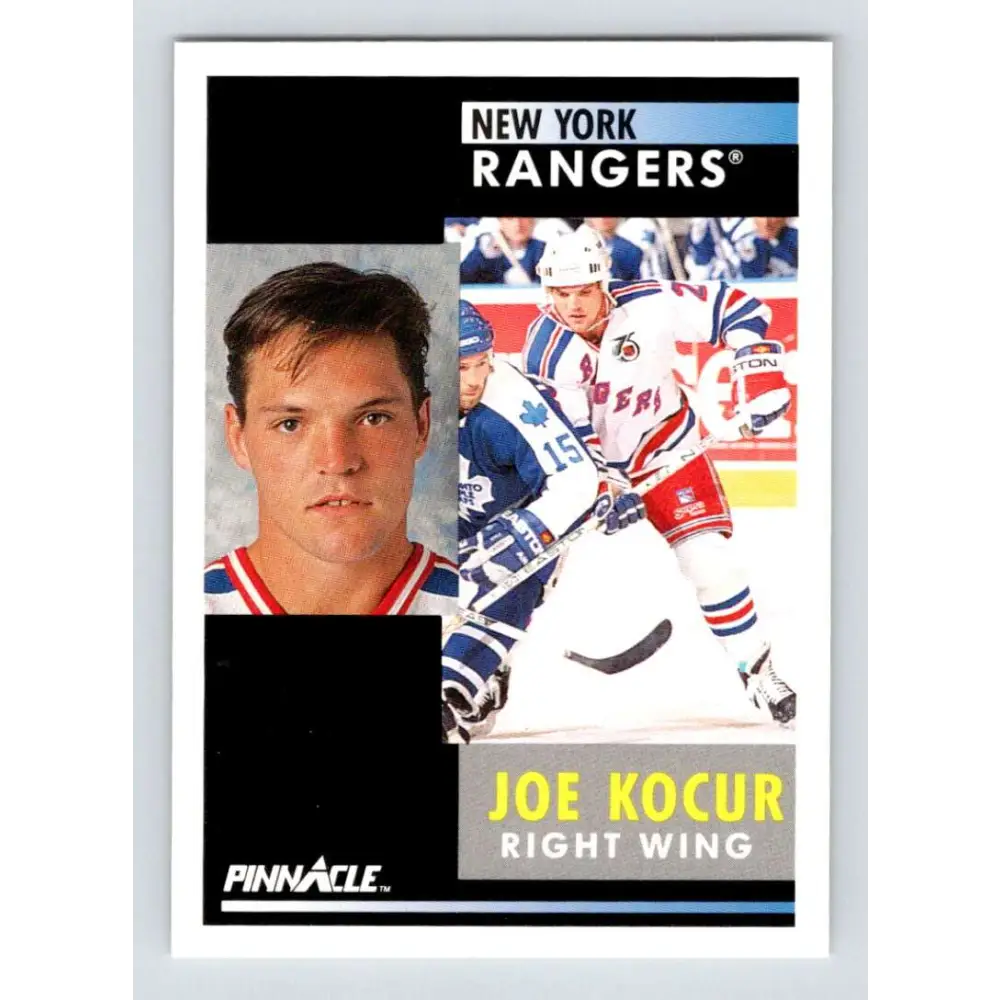 1991-92 Pinnacle #240 Joey Kocur NM-MT New York Rangers Hockey Card Image 1