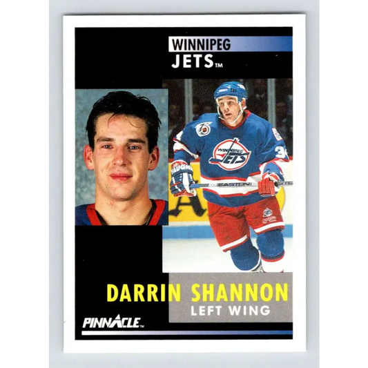 1991-92 Pinnacle #243 Darrin Shannon NM-MT Winnipeg Jets Hockey Card Image 1