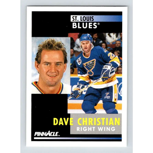 1991-92 Pinnacle #244 Dave Christian NM-MT St. Louis Blues Hockey Card Image 1