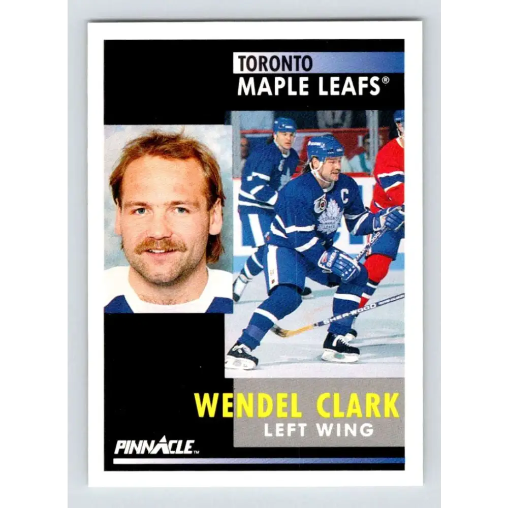 1991-92 Pinnacle #250 Wendel Clark NM-MT Toronto Maple Leafs Hockey Card Image 1