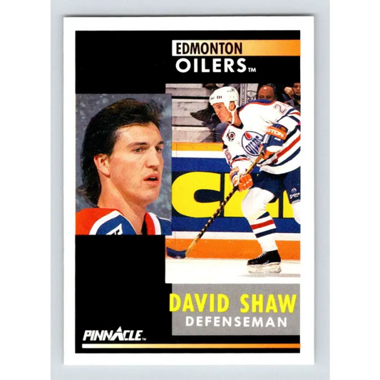 1991-92 Pinnacle #251 David Shaw NM-MT Edmonton Oilers Hockey Card Image 1