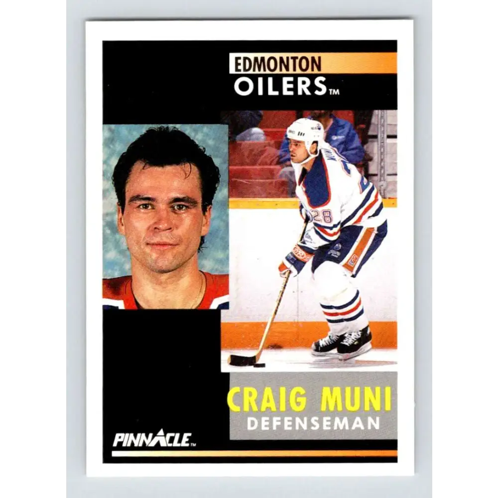 1991-92 Pinnacle #262 Craig Muni NM-MT Edmonton Oilers Hockey Card Image 1