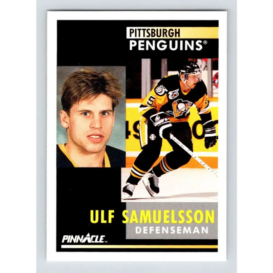1991-92 Pinnacle #267 Ulf Samuelsson NM-MT Pittsburgh Penguins Hockey Card Image 1