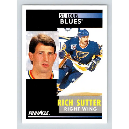 1991-92 Pinnacle #268 Rich Sutter NM-MT St. Louis Blues Hockey Card Image 1