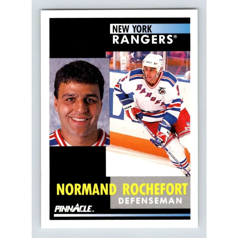 1991-92 Pinnacle #273 Normand Rochefort NM-MT New York Rangers Hockey Card Image 1