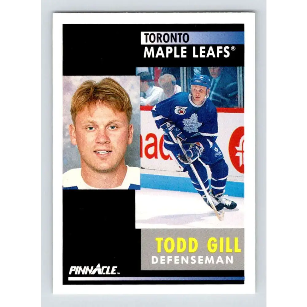 1991-92 Pinnacle #278 Todd Gill NM-MT Toronto Maple Leafs Hockey Card Image 1