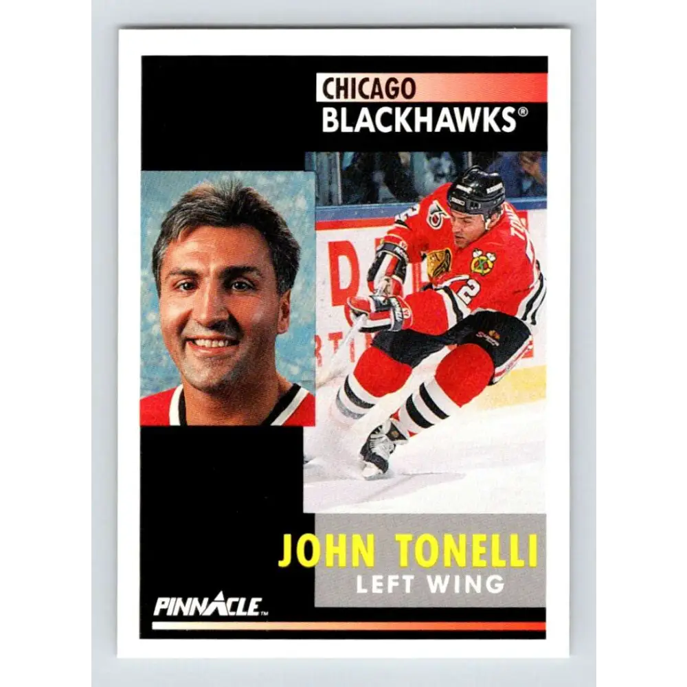 1991-92 Pinnacle #284 John Tonelli NM-MT Chicago Blackhawks Hockey Card Image 1