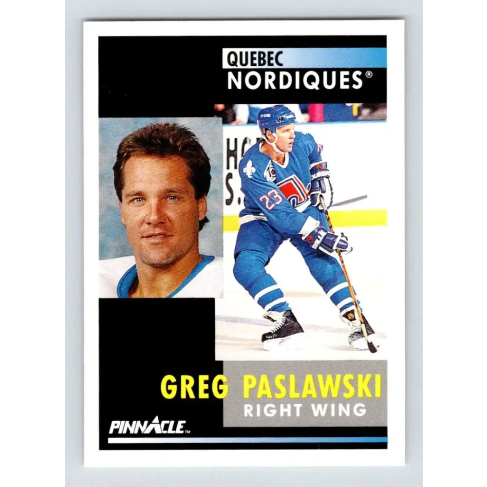 1991-92 Pinnacle #286 Greg Paslawski NM-MT Quebec Nordiques Hockey Card Image 1