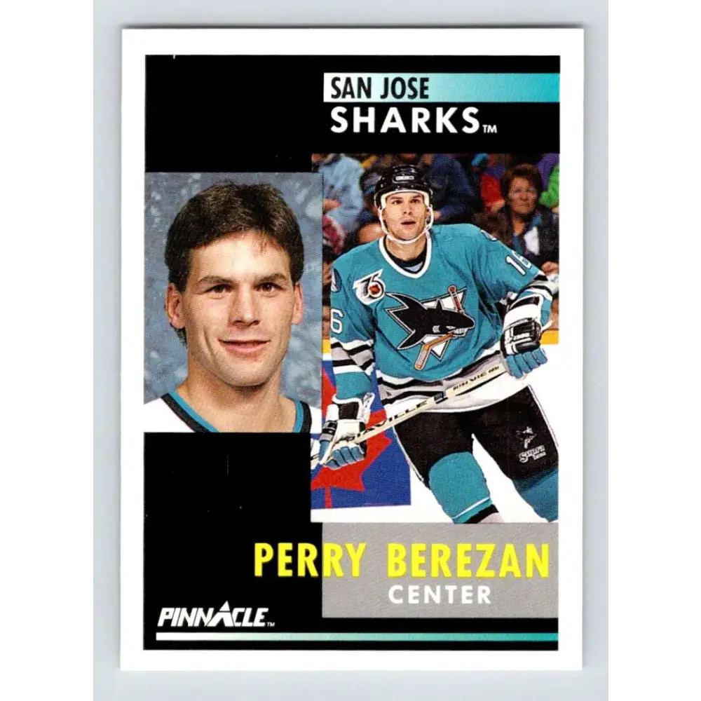 1991-92 Pinnacle #287 Perry Berezan NM-MT San Jose Sharks Hockey Card Image 1
