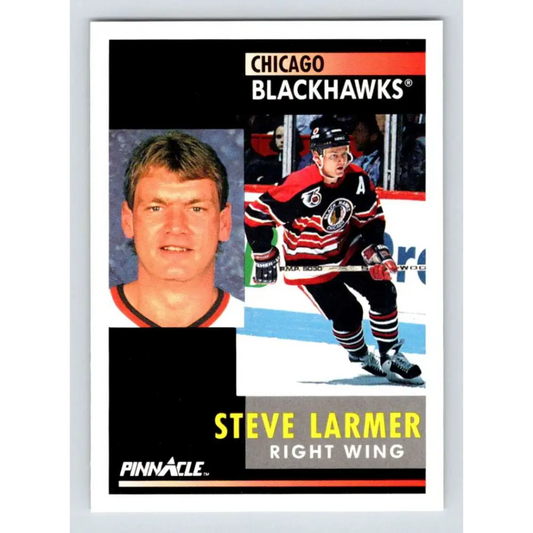 1991-92 Pinnacle #29 Steve Larmer NM-MT Chicago Blackhawks Hockey Card Image 1