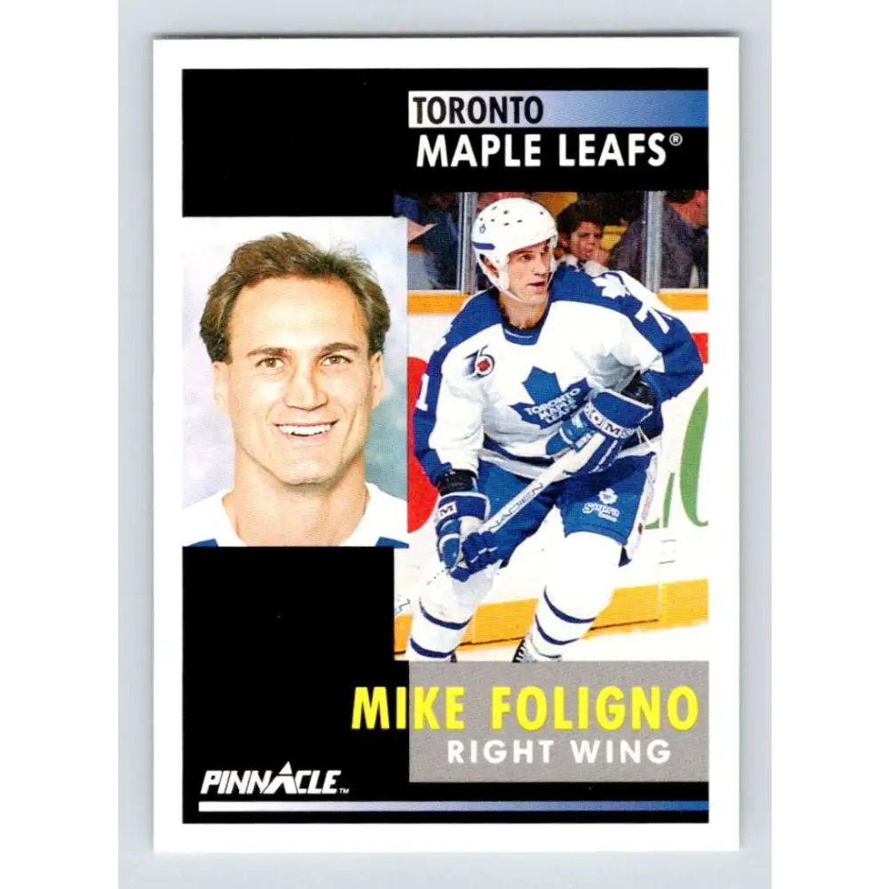1991-92 Pinnacle #292 Mike Foligno NM-MT Toronto Maple Leafs Hockey Card Image 1