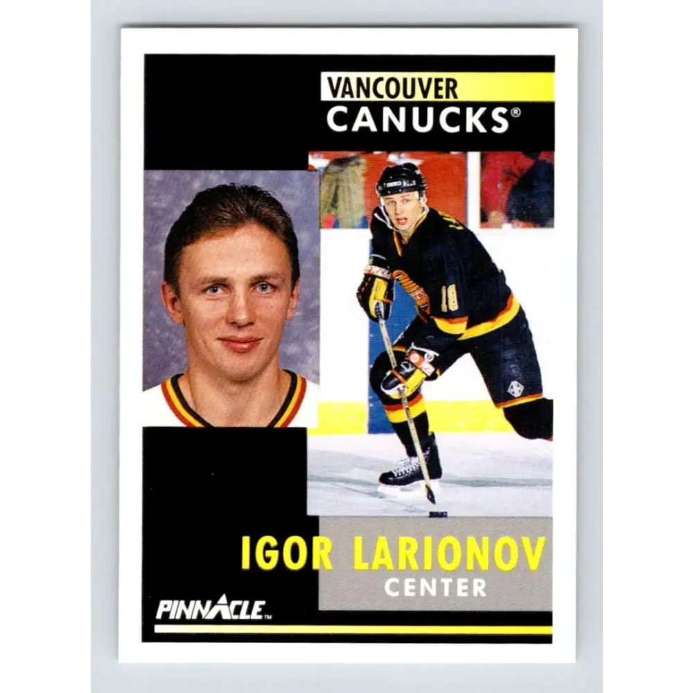 1991-92 Pinnacle #293 Igor Larionov NM-MT Vancouver Canucks Hockey Card Image 1