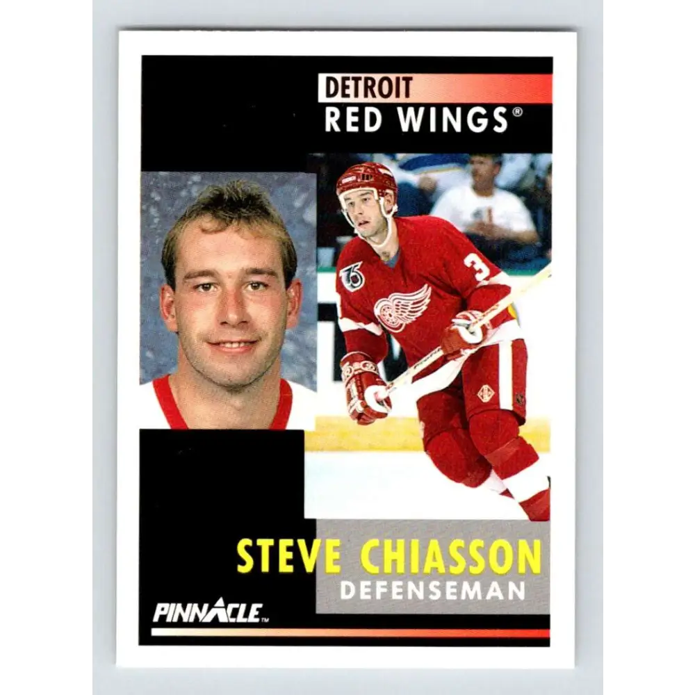 1991-92 Pinnacle #298 Steve Chiasson NM-MT Detroit Red Wings Hockey Card Image 1