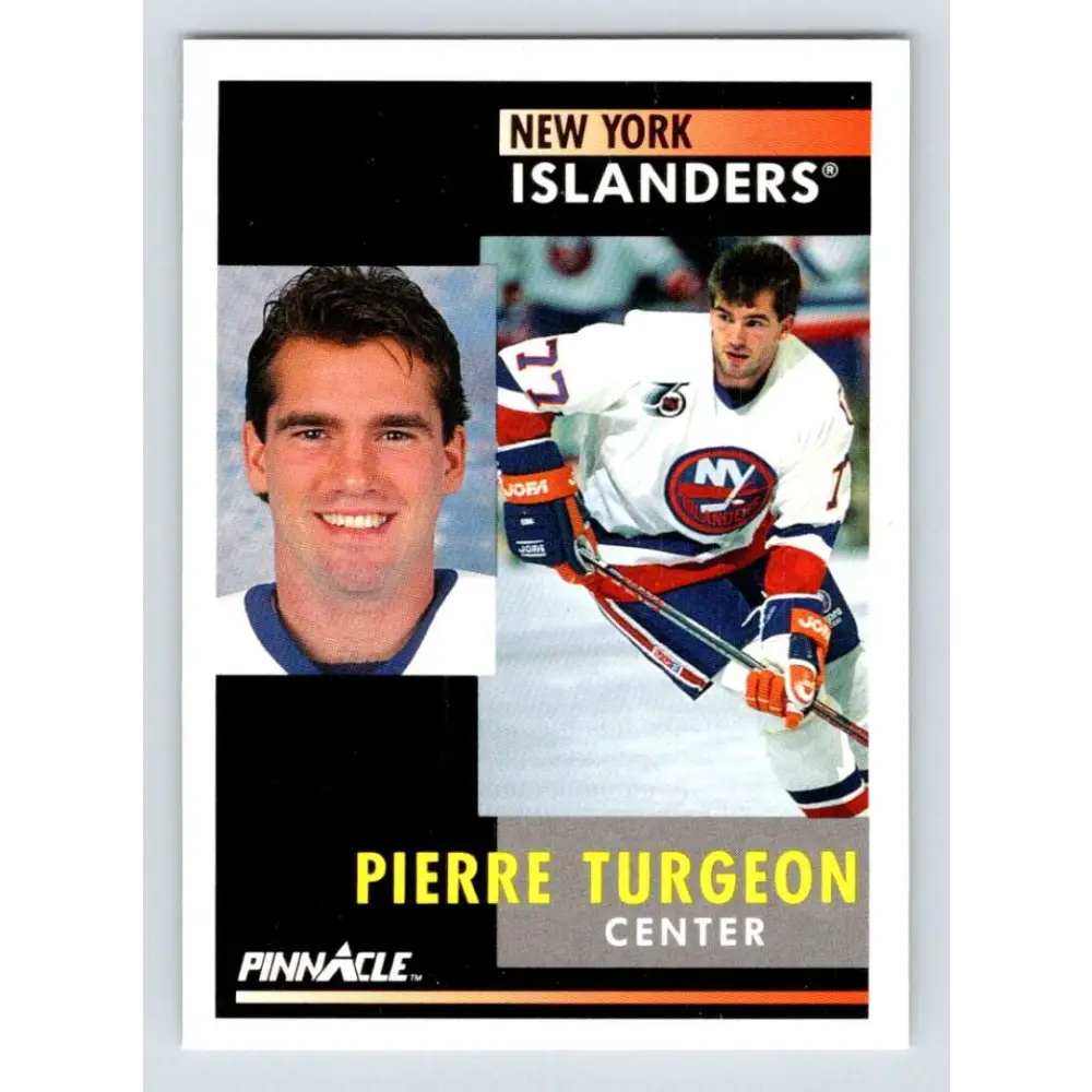 1991-92 Pinnacle #30 Pierre Turgeon NM-MT New York Islanders Hockey Card Image 1