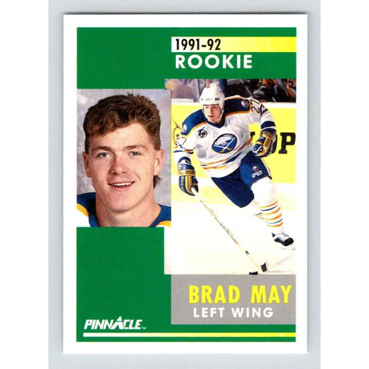 1991-92 Pinnacle #302 Brad May NM-MT Buffalo Sabres Hockey Card Image 1