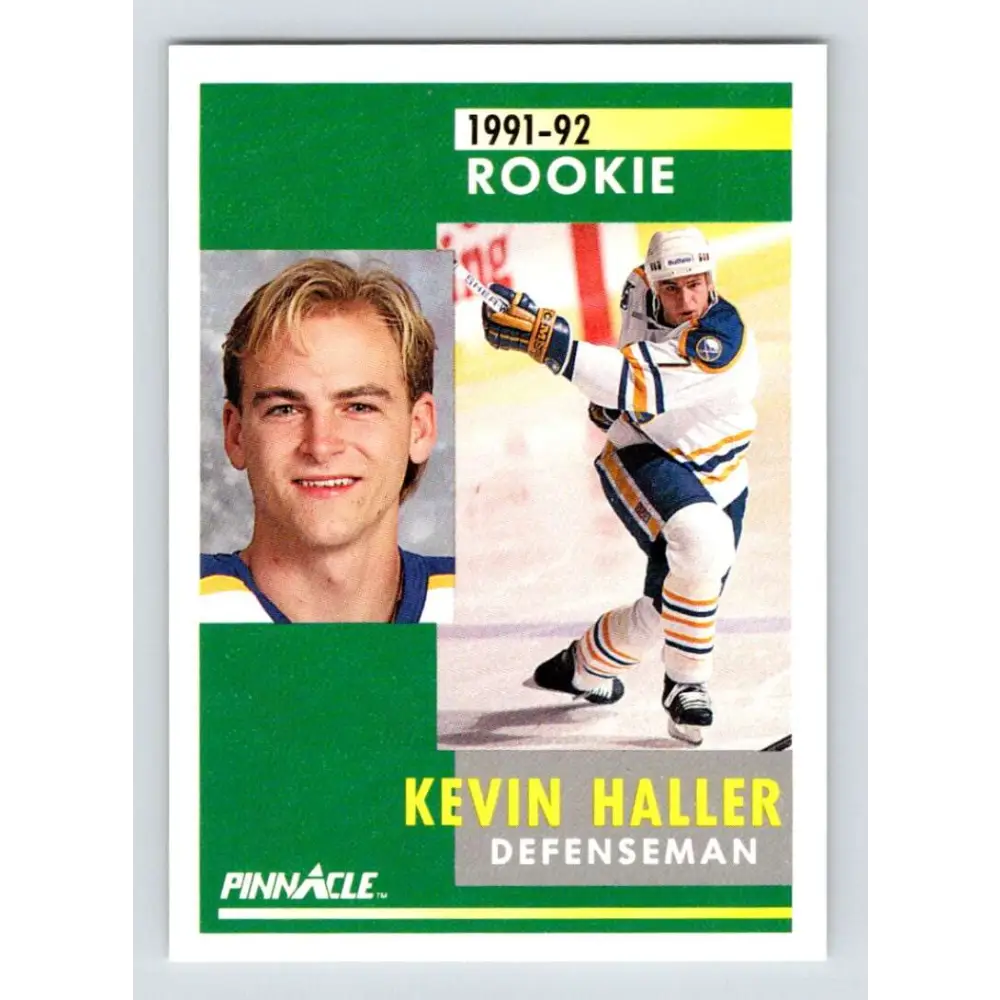 1991-92 Pinnacle #307 Kevin Haller NM-MT RC Rookie Buffalo Sabres Hockey Card Image 1