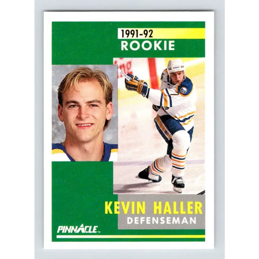 1991-92 Pinnacle #307 Kevin Haller NM-MT RC Rookie Buffalo Sabres Hockey Card Image 1