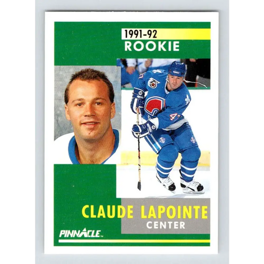 1991-92 Pinnacle #313 Claude Lapointe NM-MT RC Rookie Quebec Nordiques Hockey Card Image 1