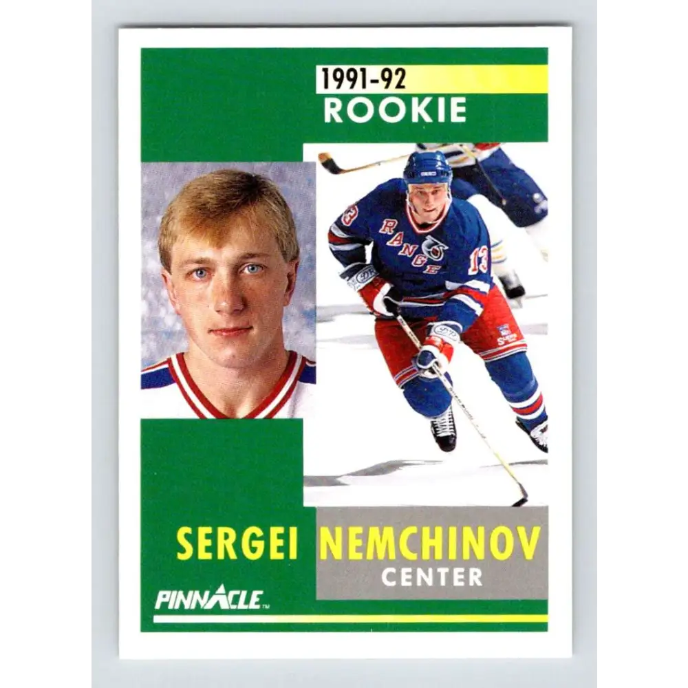 1991-92 Pinnacle #317 Sergei Nemchinov NM-MT New York Rangers Hockey Card Image 1