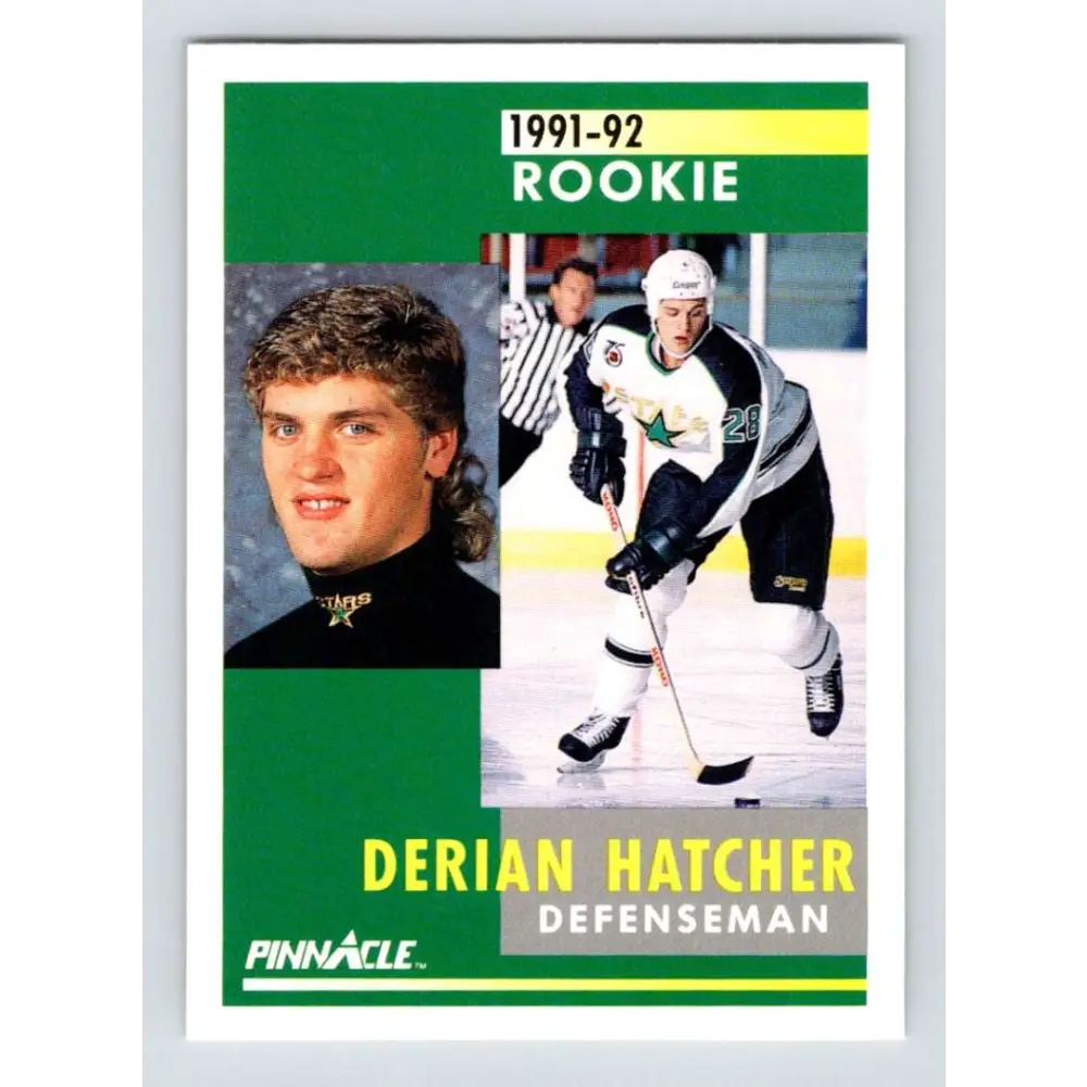 1991-92 Pinnacle #328 Derian Hatcher NM-MT Minnesota North Stars Hockey Card Image 1