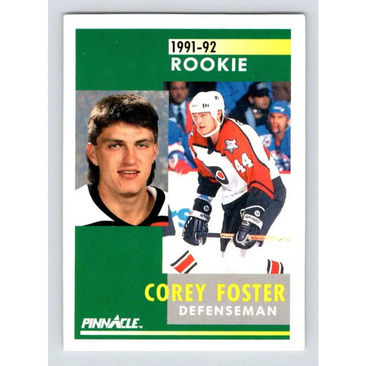 1991-92 Pinnacle #332 Corey Foster NM-MT RC Rookie Philadelphia Flyers Hockey Card Image 1