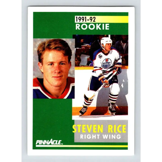 1991-92 Pinnacle #334 Steven Rice NM-MT Edmonton Oilers Hockey Card Image 1