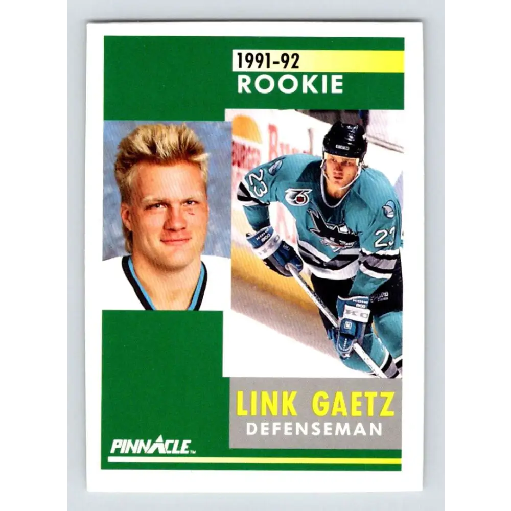 1991-92 Pinnacle #339 Link Gaetz NM-MT San Jose Sharks Hockey Card Image 1