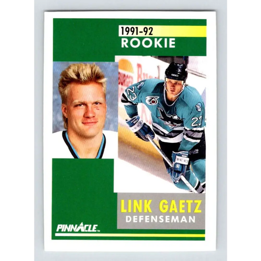 1991-92 Pinnacle #339 Link Gaetz NM-MT San Jose Sharks Hockey Card Image 1