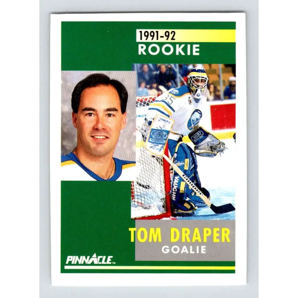 1991-92 Pinnacle #341 Tom Draper NM-MT RC Rookie Buffalo Sabres Hockey Card Image 1