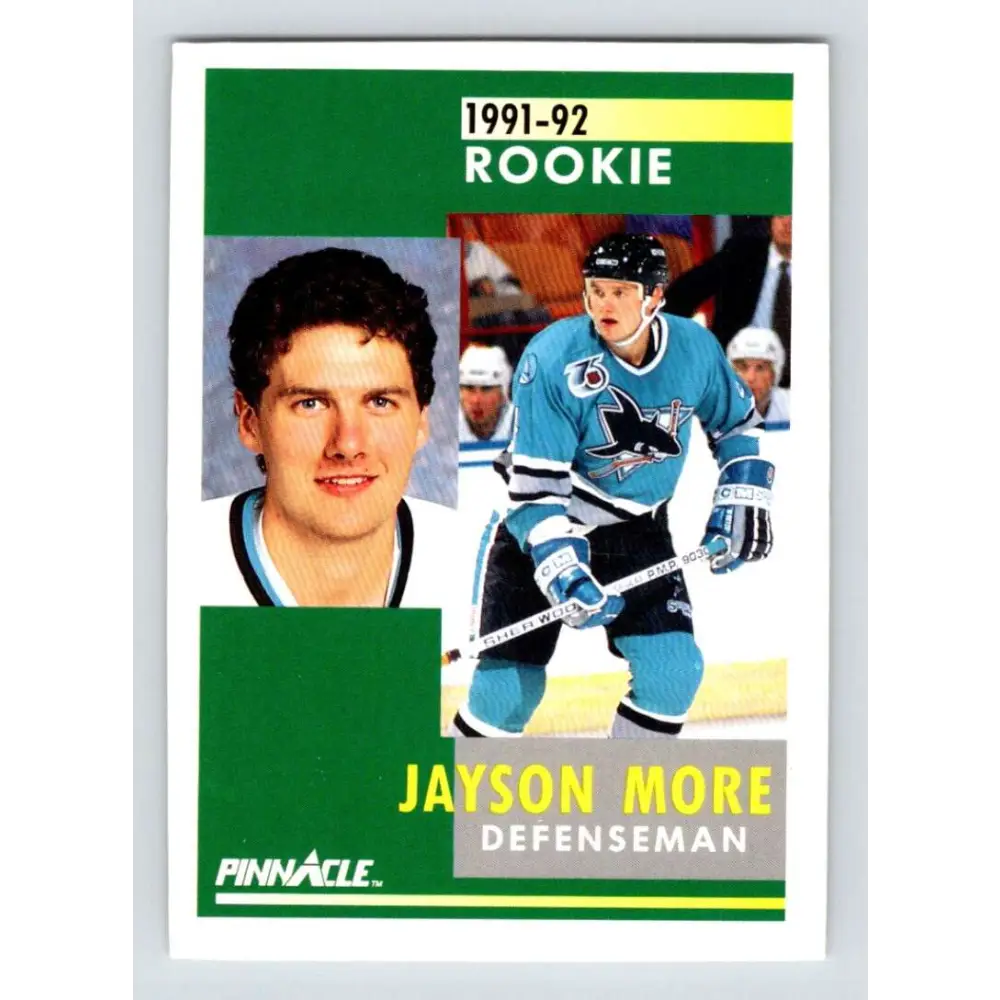 1991-92 Pinnacle #342 Jayson More NM-MT RC Rookie San Jose Sharks Hockey Card Image 1