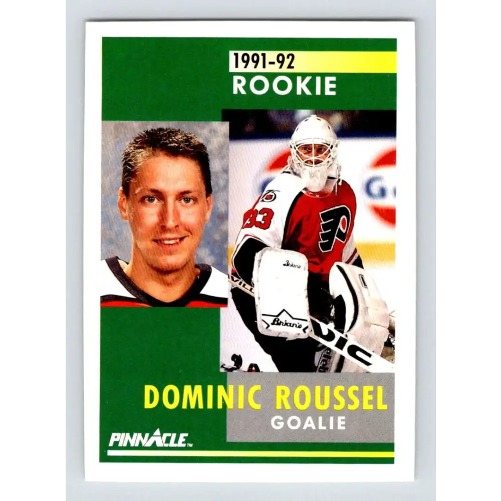 1991-92 Pinnacle #343 Dominic Roussel NM-MT RC Rookie Philadelphia Flyers Hockey Card Image 1