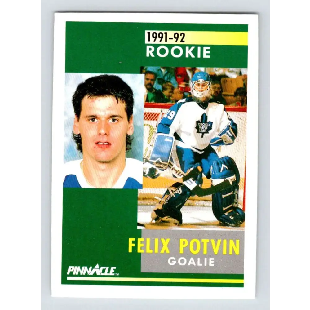 1991-92 Pinnacle #345 Felix Potvin NM-MT Toronto Maple Leafs Hockey Card Image 1