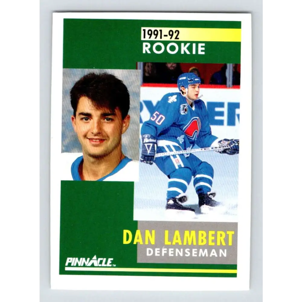 1991-92 Pinnacle #346 Dan Lambert NM-MT RC Rookie Quebec Nordiques Hockey Card Image 1