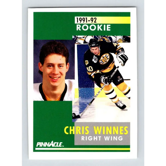 1991-92 Pinnacle #351 Chris Winnes NM-MT RC Rookie Boston Bruins Hockey Card Image 1