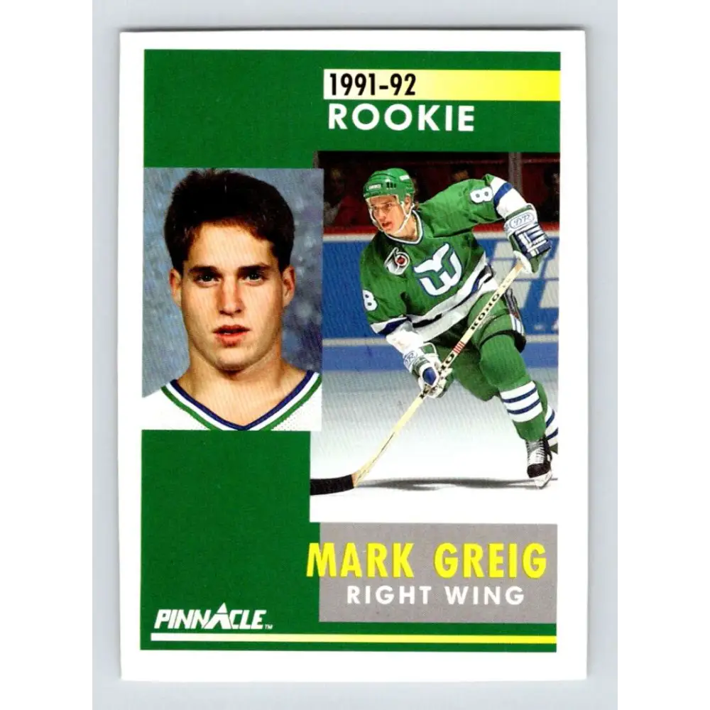 1991-92 Pinnacle #352 Mark Greig NM-MT Hartford Whalers Hockey Card Image 1