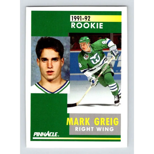 1991-92 Pinnacle #352 Mark Greig NM-MT Hartford Whalers Hockey Card Image 1
