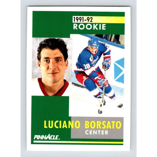 1991-92 Pinnacle #353 Luciano Borsato NM-MT RC Rookie Winnipeg Jets Hockey Card Image 1
