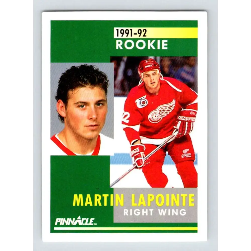 1991-92 Pinnacle #355 Martin Lapointe NM-MT Detroit Red Wings Hockey Card Image 1